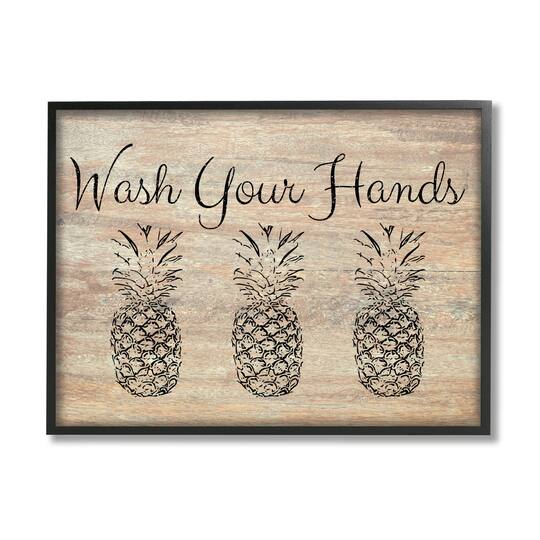 Stupell Industries Wash Your Hands Pineapple Framed Wall Art